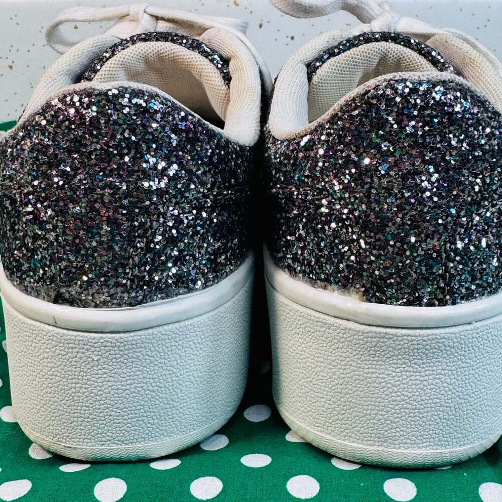 J. Adams Hero Platform Sneakers for Women Glitter Silver 7.5 - Picture 4 of 9